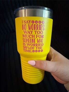 Hippie Runner Yellow Insulated Tumbler with Pink Quote